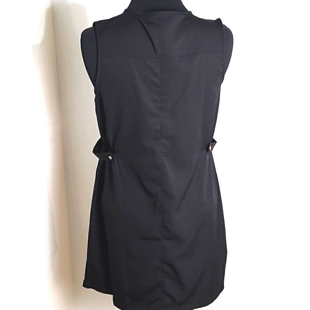 Eighty.Eight Black Sleeveless Mini-Dress, Lace-up Front, Gold Zippers,Size Large - Picture 8 of 9